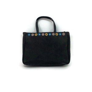 Polo Ralph Lauren Black Floral Handbag Vintage 90's Style Canvas